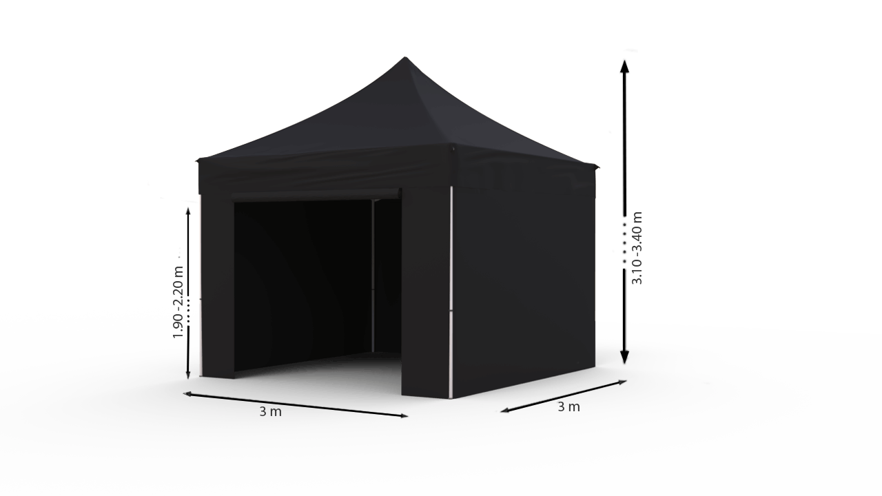 Prekybinė Palapinė 3x3 Juoda Zeltpro PROFRAME iš vidaus