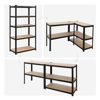 Sandėliavimo lentynos stelažai 180x90x40 PRO Juoda (3 vnt) Sandėliavimo lentynos stelažai 180x90x40 PRO Juoda (3 vnt)