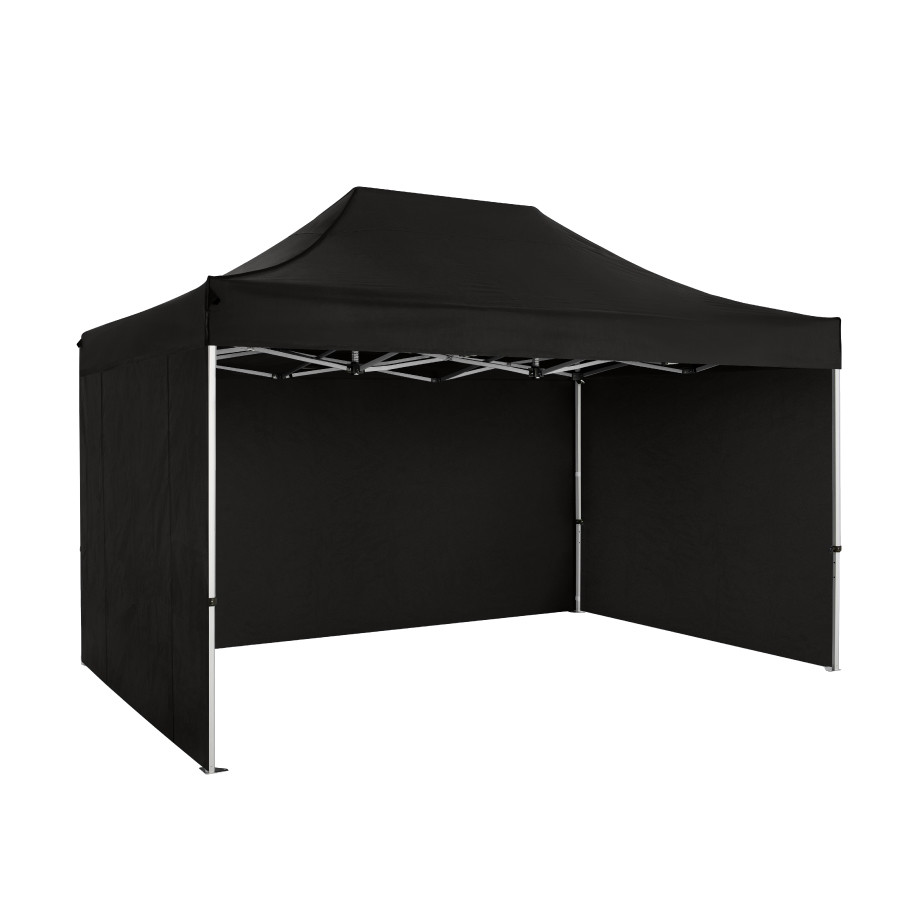 Prekybinė Palapinė 3x4,5 Juoda Zeltpro PREMIUM+ iš kairės pusės