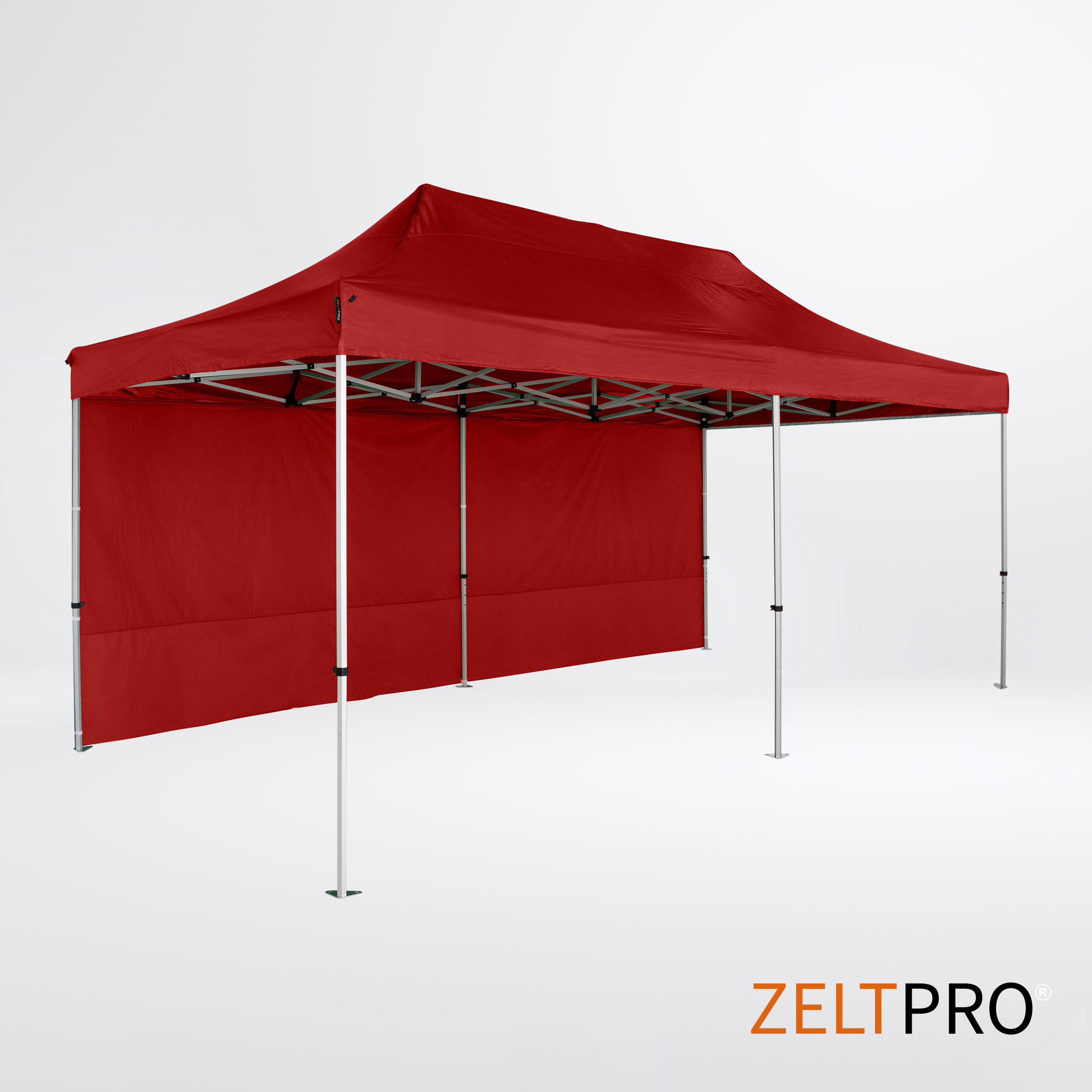 Prekybinė Palapinė 3x6 Raudona Zeltpro TITAN iš galo