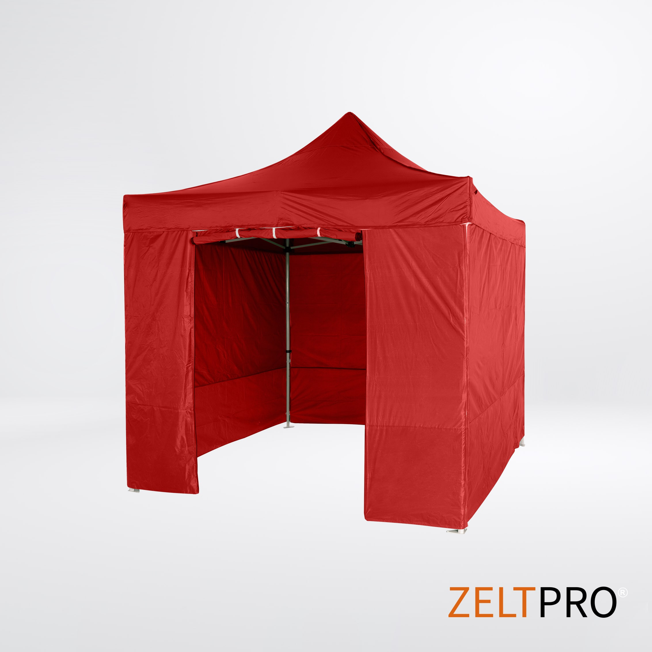 Prekybinė Palapinė 2x2 Raudona Zeltpro PROFRAME iš galo