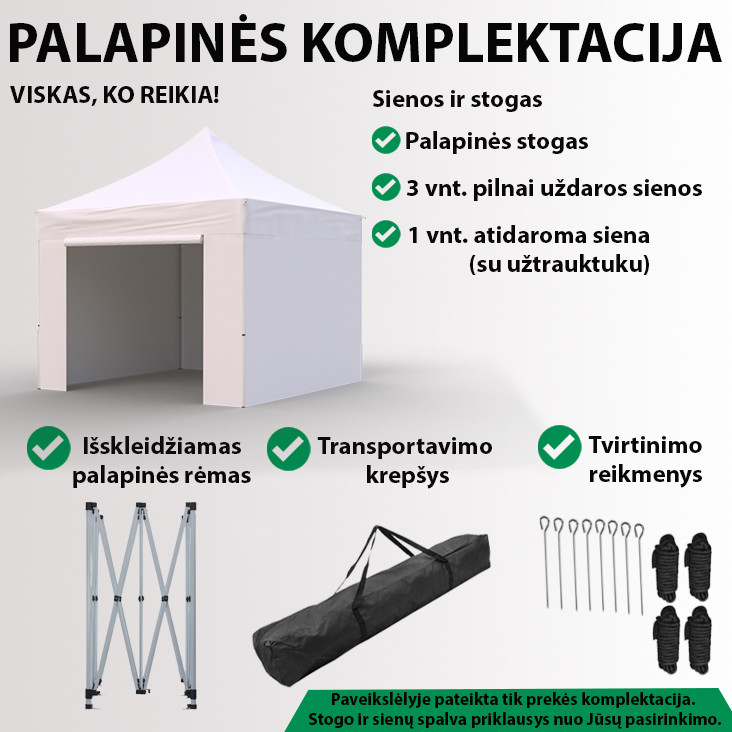 Prekybinė Palapinė 2x2 Raudona Zeltpro PROFRAME su trimis sienomis